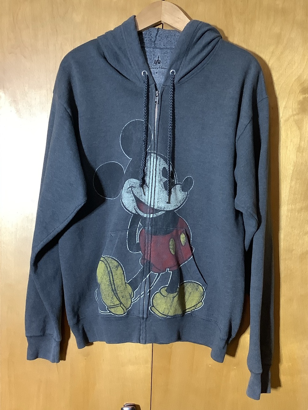 Disney Mickey Mouse gray full zip hoodie, size medium